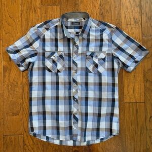 7 Diamonds Men's Blue Plaid Short-Sleeve Button-Down Shirt